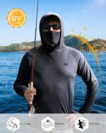 isnowood Sun Shirt UPF 50+ Men's Fishing Long Sleeve Hooded Rash Guard Hiking Swimming Running UV Protection Hoodie - Image 6