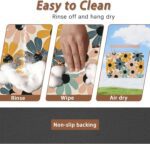 Abstract Daisy Flower Dog Food Mat for Floors,Retro Groovy Flowers Absorbent Pet Food and Water Bowl Mats,Non-Slip Pet Feeding Mat,Pet Supplies 16" x 24" - Image 5