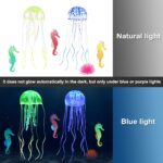 Lpraer 6 Pieces Glow Aquarium Ornaments Artificial Glow Floating Jellyfish Seahorse Anemones Silicone Simulation Fish Tank Decorations for Fish Tank - Image 3