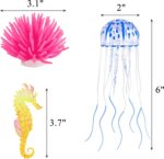 Lpraer 6 Pieces Glow Aquarium Ornaments Artificial Glow Floating Jellyfish Seahorse Anemones Silicone Simulation Fish Tank Decorations for Fish Tank - Image 6