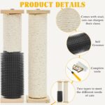 Aliceset 3 Pack Cat Scratching Post for Crate Cage 13 Inch Wooden Sisal Cage Mounted Scratching Post with Self Groomer and Massager for Grinding Claws and Climbing - Image 4
