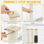 Aliceset 3 Pack Cat Scratching Post for Crate Cage 13 Inch Wooden Sisal Cage Mounted Scratching Post with Self Groomer and Massager for Grinding Claws and Climbing - Image 5
