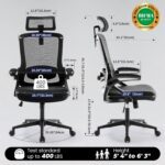 Fizzin Ergonomic Office Chair, 400 LBS Computer Chairs with Adjustable Lumbar Support, Breathable Mesh Desk Chair Ergonomic with Thickened Cushion, Comfy Home Office Desk Chair (Black) - Image 3
