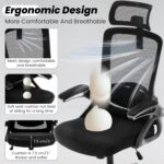 Fizzin Ergonomic Office Chair, 400 LBS Computer Chairs with Adjustable Lumbar Support, Breathable Mesh Desk Chair Ergonomic with Thickened Cushion, Comfy Home Office Desk Chair (Black) - Image 7