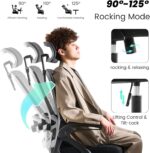 Fizzin Ergonomic Office Chair, 400 LBS Computer Chairs with Adjustable Lumbar Support, Breathable Mesh Desk Chair Ergonomic with Thickened Cushion, Comfy Home Office Desk Chair (Black) - Image 10