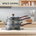 SENSARTE Nonstick Cookware Set 23-Piece, Non Stick Pots and Pans Set with Swiss Granite Coating, Healthy Kitchen Cooking Set, Stay-Cool Handles - Image 8