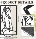 Peryiter 3 Pcs Modern Minimalist Wall Decor Abstract Metal Wall Art Metal Line Art Woman Body Artwork for Bedroom Bathroom Living Room(Black) - Image 3