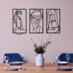 Peryiter 3 Pcs Modern Minimalist Wall Decor Abstract Metal Wall Art Metal Line Art Woman Body Artwork for Bedroom Bathroom Living Room(Black) - Image 7
