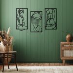 Peryiter 3 Pcs Modern Minimalist Wall Decor Abstract Metal Wall Art Metal Line Art Woman Body Artwork for Bedroom Bathroom Living Room(Black) - Image 8