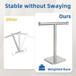RUACQ T-Shape Hand Towel Holder Stand, Weighted Base Towel Rack, Countertop Towel Holder for Bathroom, 304 Stainless Steel, Heavy Duty (Chrome) - Image 4