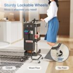 DTK 3 Tier Metal Utility Rolling Cart with Table Top and Side Bags, Tray Storage Organizer Wheels, Art Craft 4 Hooks for Kitchen Bathroom Office Living Room (Black) - Image 5