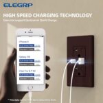 ELEGRP USB Charger Wall Outlet, USB Receptacle with USB A & USB C Ports, 20 Amp Duplex Tamper Resistant Receptacle Plug NEMA 5-20R, Wall Plate Included, UL Listed, 10 Pack, Matte Brown - Image 3