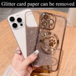 Compatible for iPhone 16 Pro Max Case Glitter Clear Paw Love Heart Compatible with MagSafe, Camera Lens Protection Soft Slim Thin Magnetic Bling Phone Case - Desert - Image 3
