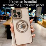 Compatible for iPhone 16 Pro Max Case Glitter Clear Paw Love Heart Compatible with MagSafe, Camera Lens Protection Soft Slim Thin Magnetic Bling Phone Case - Desert - Image 4