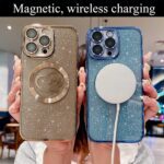 Compatible for iPhone 16 Pro Max Case Glitter Clear Paw Love Heart Compatible with MagSafe, Camera Lens Protection Soft Slim Thin Magnetic Bling Phone Case - Desert - Image 5