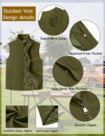 COOFANDY Men's Casual Outerwear Vest Lightweight Full-Zip Sleeveless Jacket Outdoor Hiking Travel Golf Vest with Pockets - Image 6