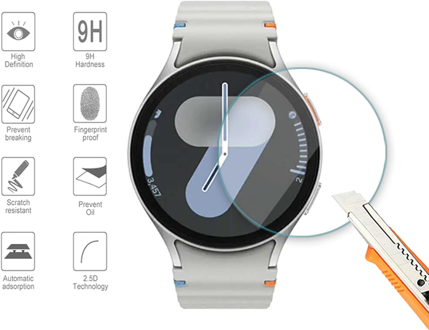 5 Pack Case for Samsung Galaxy Watch 7 Screen Protector,Waterproof Tempered Glass Screen Protector Accessories Hard PC Protective Cover Bumper for Galaxy Watch 7 5 Colors 44mm - Image 4