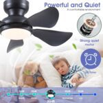 32 Inch Modern Ceiling Fans with Lights, Small Flush Mount Ceiling Fan with Light and Remote/APP Control, 5 Reversible 6 Speeds Curved Blades, 3 CCT Dimmable Lights for Bedroom, Black - Image 4