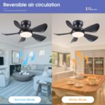 32 Inch Modern Ceiling Fans with Lights, Small Flush Mount Ceiling Fan with Light and Remote/APP Control, 5 Reversible 6 Speeds Curved Blades, 3 CCT Dimmable Lights for Bedroom, Black - Image 5