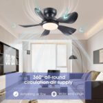 32 Inch Modern Ceiling Fans with Lights, Small Flush Mount Ceiling Fan with Light and Remote/APP Control, 5 Reversible 6 Speeds Curved Blades, 3 CCT Dimmable Lights for Bedroom, Black - Image 8
