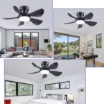 32 Inch Modern Ceiling Fans with Lights, Small Flush Mount Ceiling Fan with Light and Remote/APP Control, 5 Reversible 6 Speeds Curved Blades, 3 CCT Dimmable Lights for Bedroom, Black - Image 10