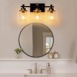 3 Light Bathroom Light Fixtures, Black and Brushed Gold Vanity Light Fixture Over Mirror, Modern Wall Sconces Lighting Wall Lamp for Bathroom, Bedroom, Hallway with Clear Glass Shade - Image 7