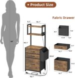 Small 3 Drawer File Cabinet with Charging Station, 45''H, 3-Tier Filing Cabinet for Home Office, 11''*16'' for Small Printer, Fabric Drawer Fits Letter/A4, Tall Printer Stand, Rustic Brown - Image 4