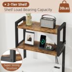 Small 3 Drawer File Cabinet with Charging Station, 45''H, 3-Tier Filing Cabinet for Home Office, 11''*16'' for Small Printer, Fabric Drawer Fits Letter/A4, Tall Printer Stand, Rustic Brown - Image 8