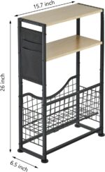 Narrow Side Table, Skinny Small End Tables with Magazine Holder, 3 Tier Small Sofa Side Table for Smalls Spaces, Sofa Couch Tables Bedside Table for Living Room Bedroom Office - Image 3