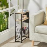 Narrow Side Table, Skinny Small End Tables with Magazine Holder, 3 Tier Small Sofa Side Table for Smalls Spaces, Sofa Couch Tables Bedside Table for Living Room Bedroom Office - Image 4