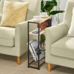 Narrow Side Table, Skinny Small End Tables with Magazine Holder, 3 Tier Small Sofa Side Table for Smalls Spaces, Sofa Couch Tables Bedside Table for Living Room Bedroom Office - Image 5