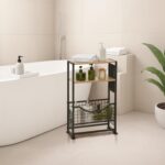 Narrow Side Table, Skinny Small End Tables with Magazine Holder, 3 Tier Small Sofa Side Table for Smalls Spaces, Sofa Couch Tables Bedside Table for Living Room Bedroom Office - Image 9