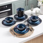 LERATIO Ceramic Dinnerware Sets for 8,Stoneware Plates and Bowls Sets,Handmade Reactive Glaze Dishes Set,Chip Resistant and Scratch Resistant | Oven&Dishwasher & Microwave Safe-Blue(24PCS) - Image 4