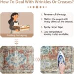 BESTSWEETIE 8x10 Area Rugs Machine Washable No Pile Non Slip Vintage Rugs for Living Room&Bedroom&Dinning Room Bohemian Distressed Carpet Indoor,Brick - Image 8