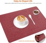 Vinyl Placemats Set of 6 Heat Resistant Easy Clean Non-Slip Place Mats for Dining Table. Faux Leather Waterproof Stain Resistant Wipeable Washable PU Table Mats(6, Red) - Image 3