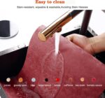 Vinyl Placemats Set of 6 Heat Resistant Easy Clean Non-Slip Place Mats for Dining Table. Faux Leather Waterproof Stain Resistant Wipeable Washable PU Table Mats(6, Red) - Image 5