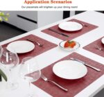 Vinyl Placemats Set of 6 Heat Resistant Easy Clean Non-Slip Place Mats for Dining Table. Faux Leather Waterproof Stain Resistant Wipeable Washable PU Table Mats(6, Red) - Image 6