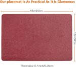 Vinyl Placemats Set of 6 Heat Resistant Easy Clean Non-Slip Place Mats for Dining Table. Faux Leather Waterproof Stain Resistant Wipeable Washable PU Table Mats(6, Red) - Image 7