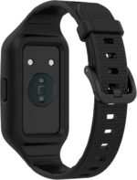 Compatible with Huawei Band 10 Replacement Wrist Strap - Replacement TPE Wrist Watch Band Strap Compatible with Huawei Band 10/9/8/7(Black) - Image 5