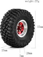 REDSPIDER 1.0 Beadlock Wheels and Tires（4pcs）， 1.0 Crawler Tires for 1：24 1:18 RC Scale Rock Crawler Car SCX24 FMS FCX24 TRX4M Axial AX24 90081 Gladiator Bronco C10 ﻿ (Black) - Image 8