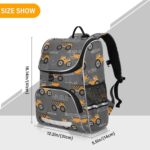 ZAZYXTJ Tractor Truck School Kids Backpack with Reflective Strip for Girls and Boys 6-12 Elementary Student Bookbag Middle School Bags - Image 4