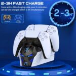 P5 Controller Charger Station for PlayStation 5 Dualsense Controllers: Fast Dual Controller Stand Charger Dock-LED P5 Charging Station Accessories for PlayStation 5 Storage Kit with AC Adapter - Image 3