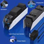 P5 Controller Charger Station for PlayStation 5 Dualsense Controllers: Fast Dual Controller Stand Charger Dock-LED P5 Charging Station Accessories for PlayStation 5 Storage Kit with AC Adapter - Image 8