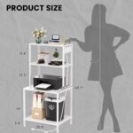 Printer Stand with Charging Station, 49" Tall 4-Tier Printer Stand with Storage, Large Printer Table for Home Office, Kitchen, Living Room, PrinterCart Beside Desk for Printer, Scanner (White) - Image 4