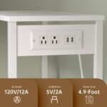 Printer Stand with Charging Station, 49" Tall 4-Tier Printer Stand with Storage, Large Printer Table for Home Office, Kitchen, Living Room, PrinterCart Beside Desk for Printer, Scanner (White) - Image 5