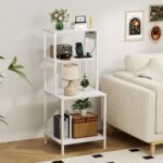 Printer Stand with Charging Station, 49" Tall 4-Tier Printer Stand with Storage, Large Printer Table for Home Office, Kitchen, Living Room, PrinterCart Beside Desk for Printer, Scanner (White) - Image 8