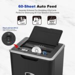 Paper Shredder for Home Office, 60 Sheets Auto Feed, 55dB Super Quiet, P-4 Cross Cut, 2.4m/min High-Speed Shredding, 5.8 Gallon Bin, CD/Credit Card Shredder with Anti-Jam & Dual Modes - Image 3