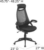 Flash Furniture Ivan High Back Black Mesh Executive Swivel Office Chair with Flip-Up Arms - Image 4