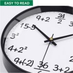 VIKMARI Glass Wall Clock 12 Inch Math Teaching Style Clock White Battery Operated Quartz Silent Non Ticking Wall Clocks for Classroom Bedroom Study Room - Image 3