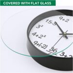 VIKMARI Glass Wall Clock 12 Inch Math Teaching Style Clock White Battery Operated Quartz Silent Non Ticking Wall Clocks for Classroom Bedroom Study Room - Image 4